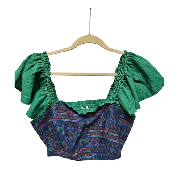 Rachel Zoe Tops - Rachel Zoe Green and Purple Patterned Crop Top